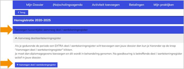 screenshot herregistratie